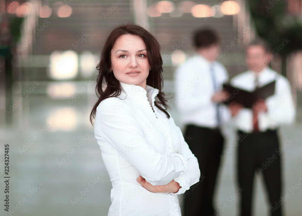 portrait of confident business woman background office. portrait of confident business woman background office.