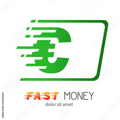 Logotipo FAST MONEY con billete euro en color verde