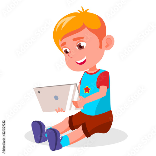 Children s Gadget Dependence Vector. Internet Addiction. Watching Video, Playing Game. Modern Technologies. Isolated Cartoon Illustration