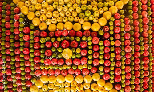 Festively fruits decorated ceiling in Samaritans house during Sukkot holiday