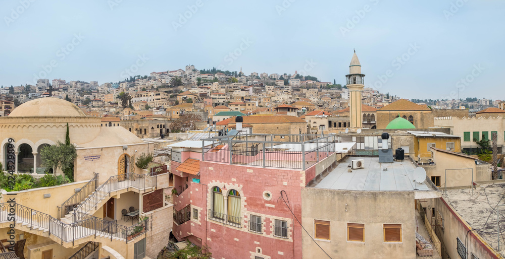 Large panoramic view of Nazareth city. Israel