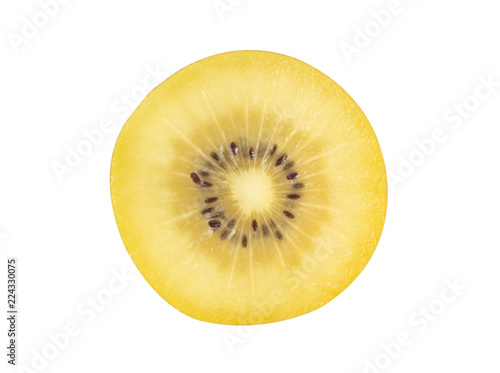 Top veiw fresh golden kiwi slice isolated on white background,fruit concept