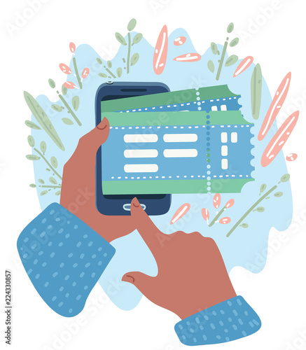 Booking ticket from internet concept.