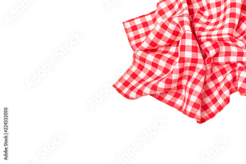  Red fabric in a cage isolated on a white background