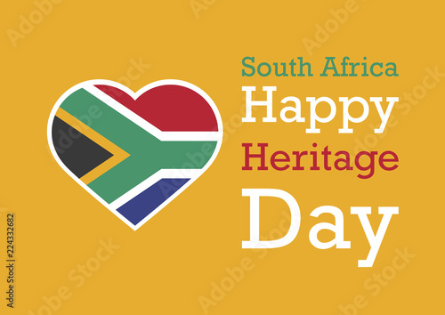 Heritage Day vector. The flag of South Africa. Happy Heritage Day background. South Africa flag heart. Important day