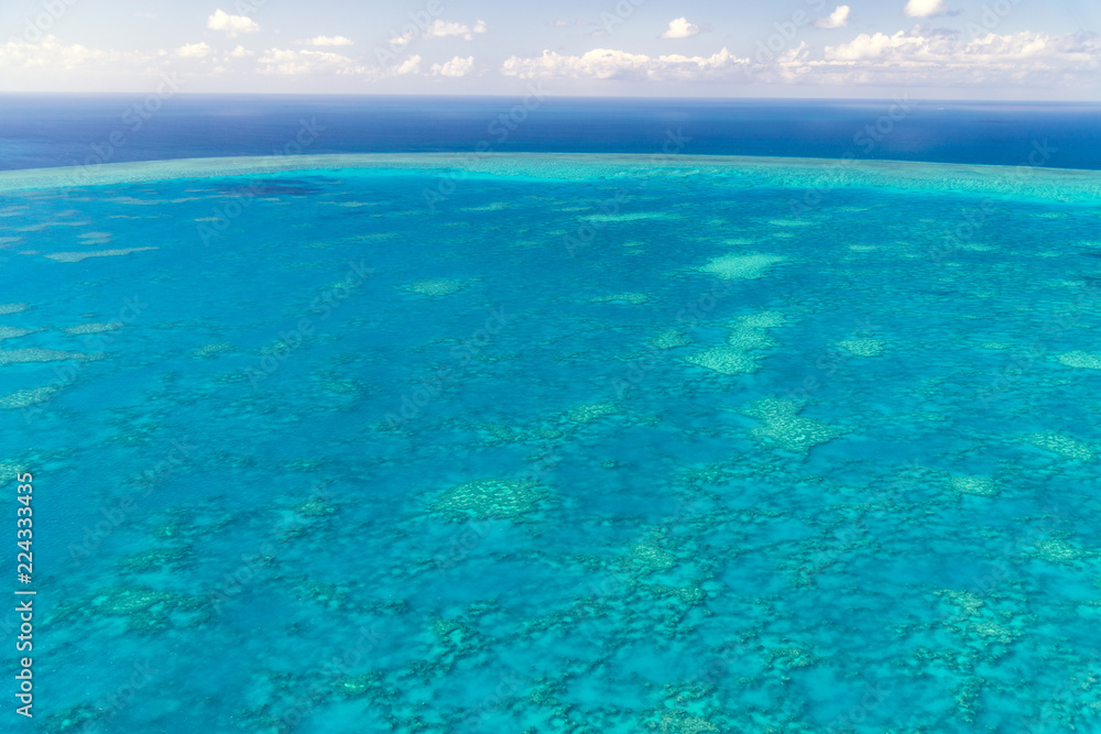 Amazing aerial overhead view of Queensland Coral Reef, Australia