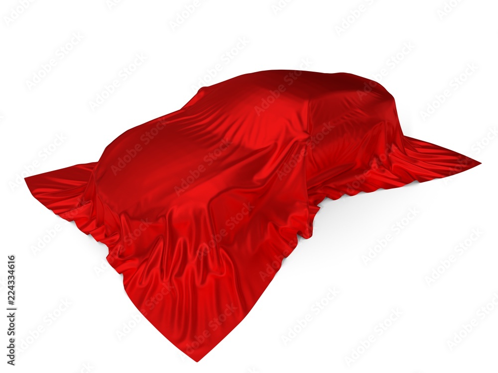 red silk covered sport car concept. 3d illustration red silk covered sport car concept. 3d illustration