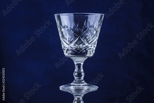 Old cut glass lead crystal goblet
