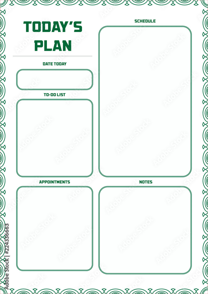 Daily Planner Template Ready for Print with Space for To-Do List, Schedule, Activities, Appointments