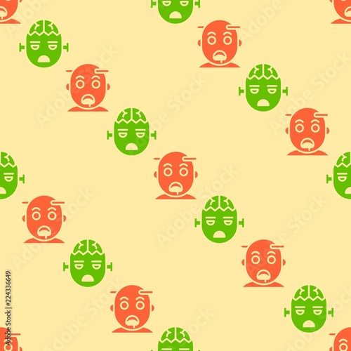 Halloween zombie seamless pattern, flat design with clipping mask