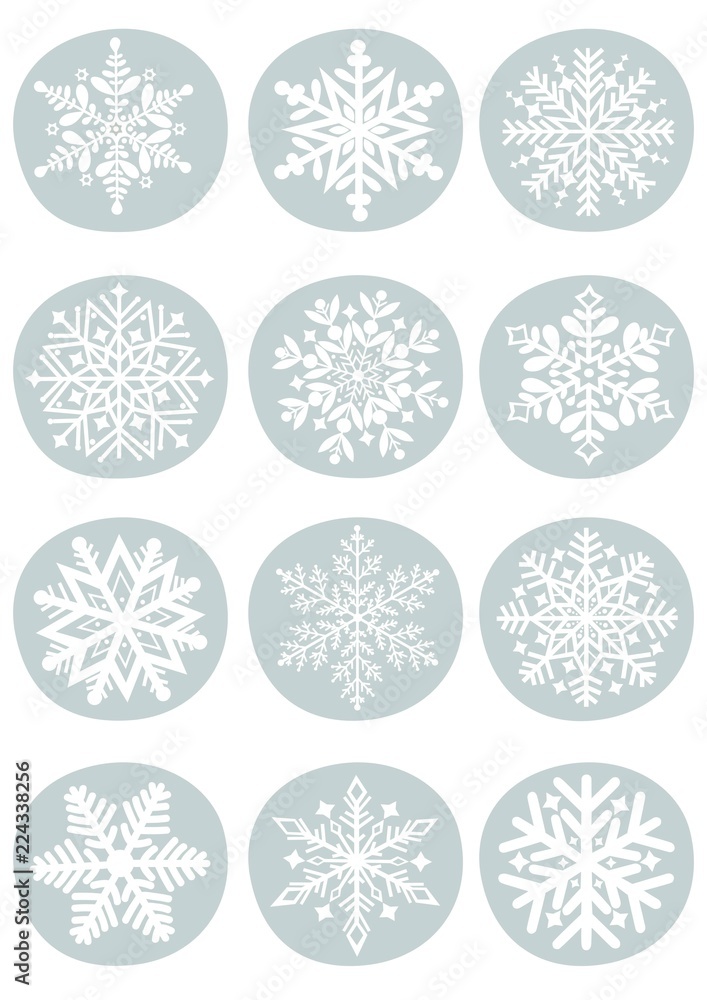Greeting card with a set of snowflakes Greeting card with a set of snowflakes