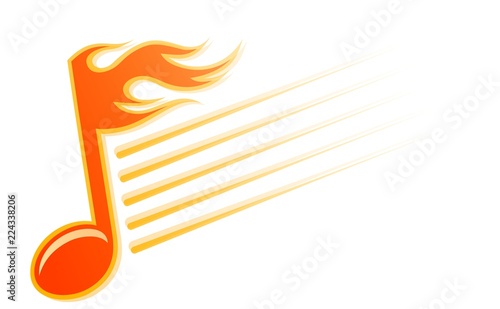 Music note with fire.