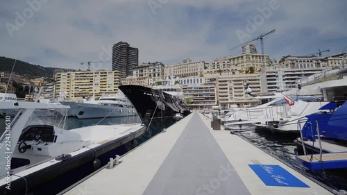 Yachts in sunny Monaco city Monte Carlo town Monte Carlo street