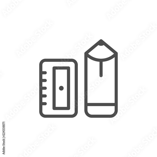 Pencil and sharpener line icon