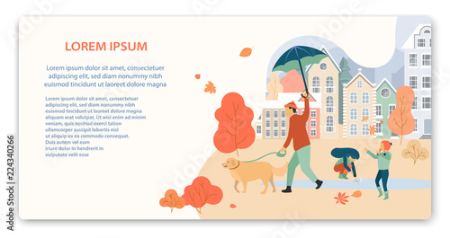 Autumn background. People spend leisure time outdoors in park.