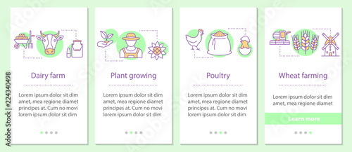 Agriculture onboarding mobile app page screen with linear concep