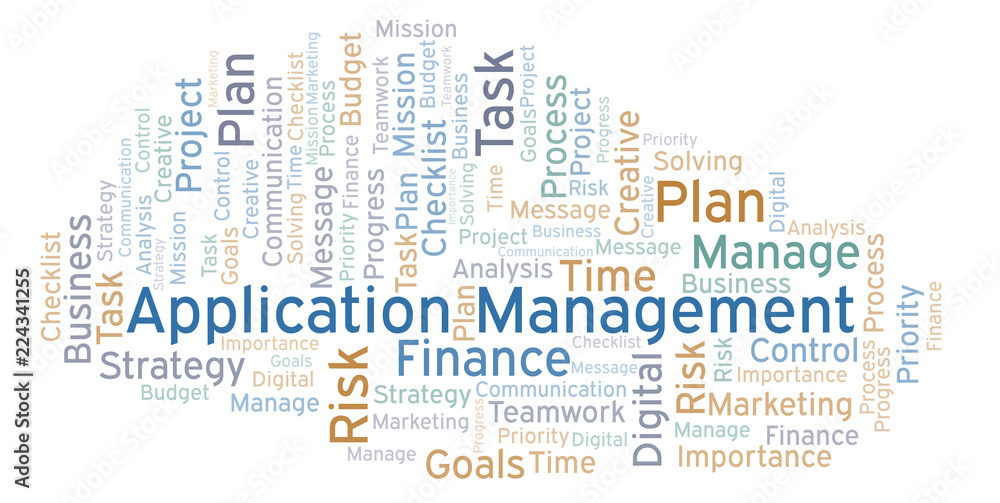 Obraz premium Application Management word cloud, made with text only.