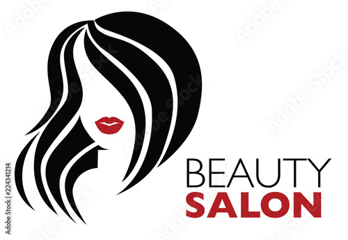  Illustration of woman with beautiful hair - can be used as a logo for beauty salon / spa