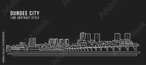 Fotografie Cityscape Building Line art Vector Illustration design - Dundee city