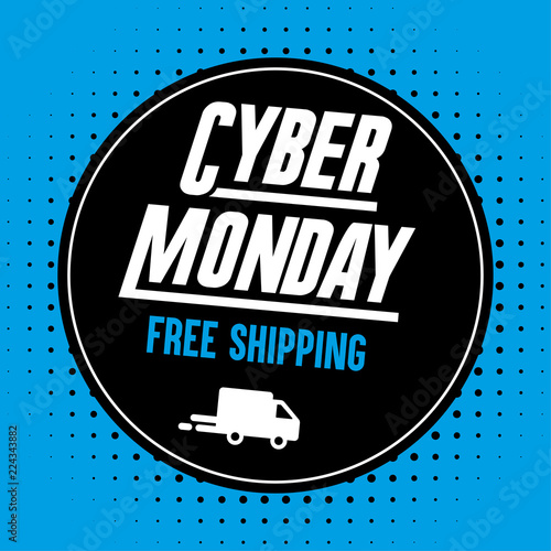 Cyber Monday banner. Free Shipping.