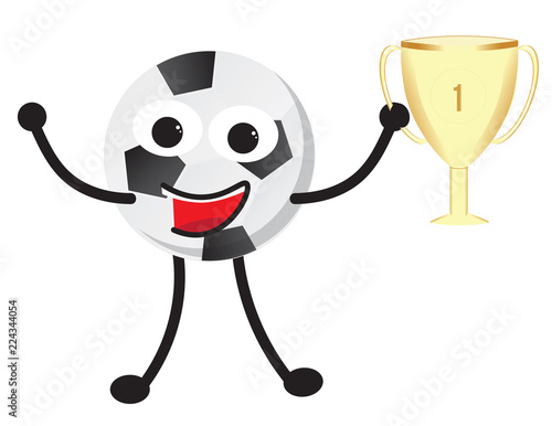 Soccer football character holding a trophy