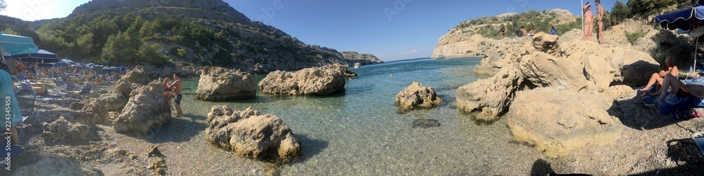 Rhodes Bay Anthony Quinn bay Aegean Sea Coast  Beach,Holiday, Summer, Swimming, Sun Bath