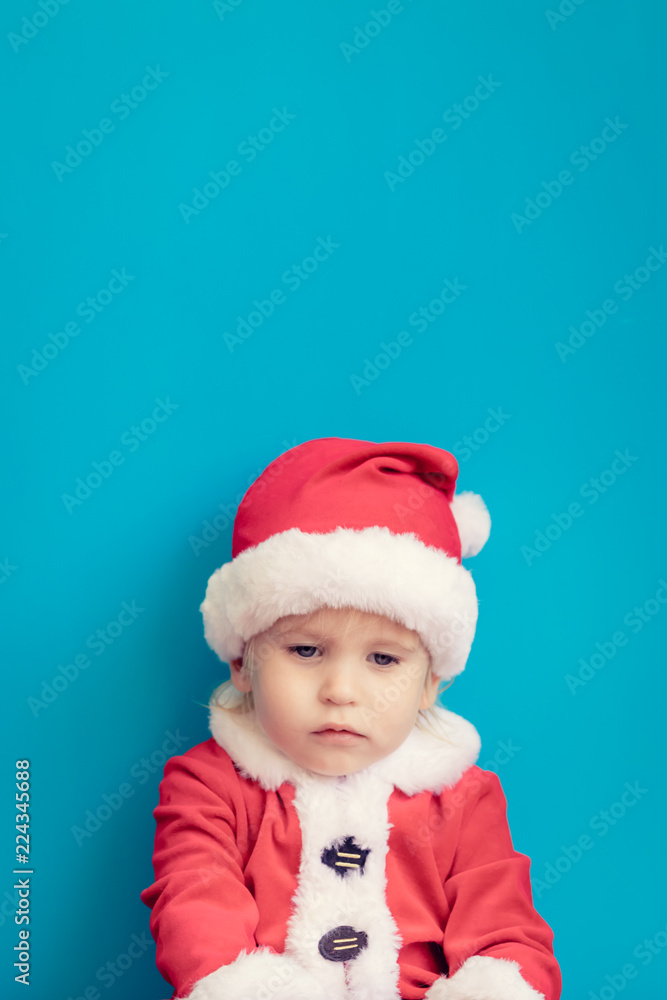 Portrait of sad child at Christmas time Portrait of sad child at Christmas time