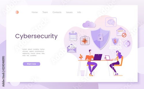 Cybersecurity, the concept of neutralizing cyber threats on the Internet, antivirus software. Modern flat vector illustration, Landing page template