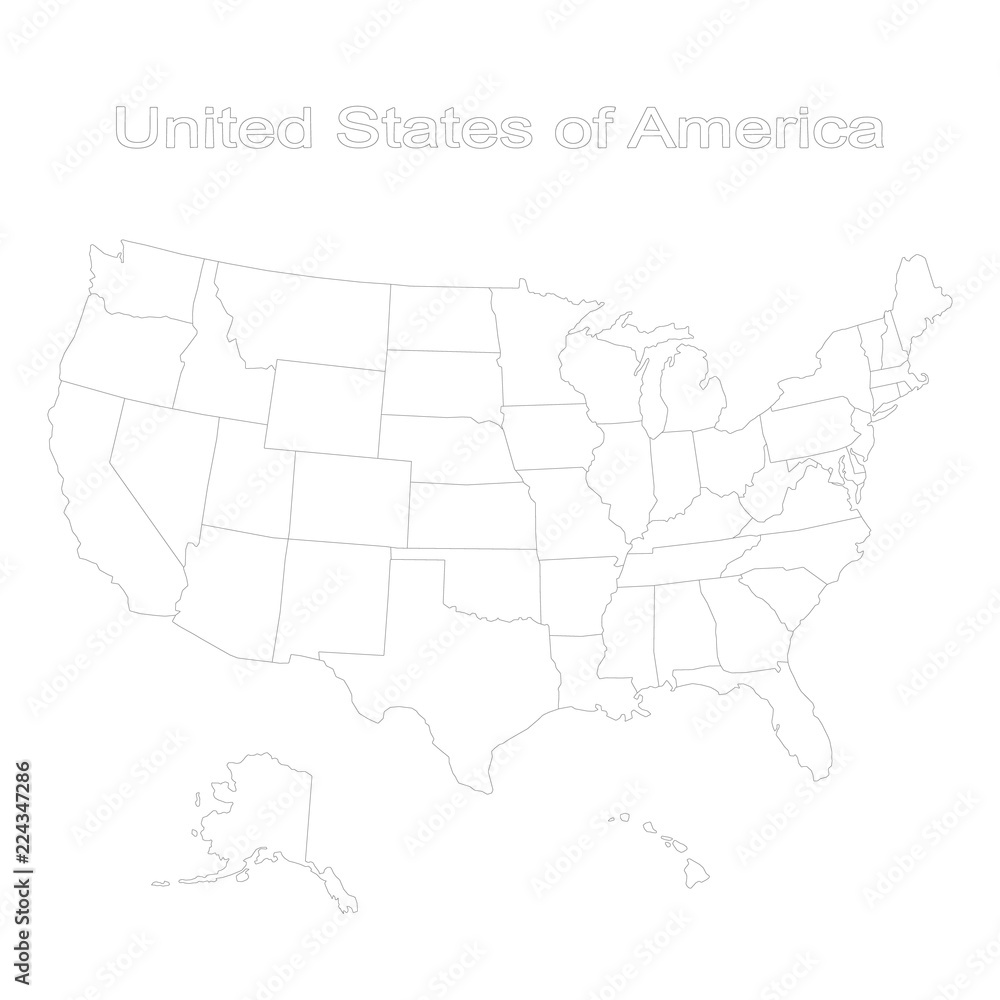 monochrome set with map of united states of america for your design