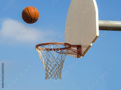 Basketball Flying Into A Net Backboard © Kathywooding90