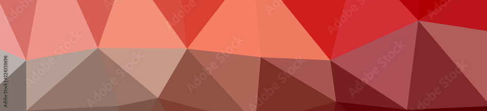 Illustration of abstract low poly red banner background.