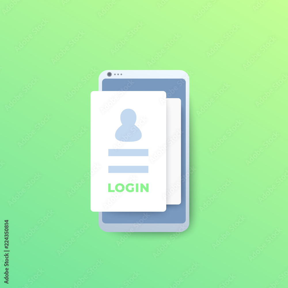 login, mobile authentication, vector icon login, mobile authentication, vector icon