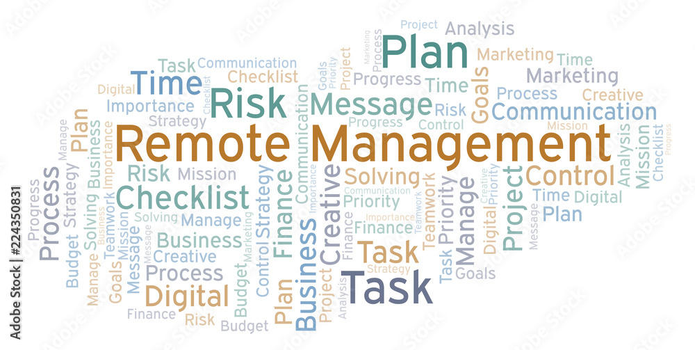 Remote Management word cloud, made with text only.