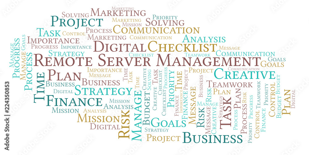 Fototapeta premium Remote Server Management word cloud, made with text only.