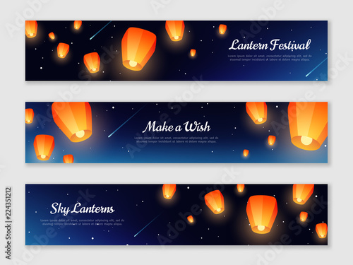 Horizontal banners with sky lanterns