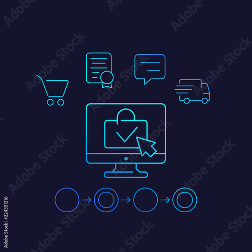 online order, e-commerce linear icons, vector