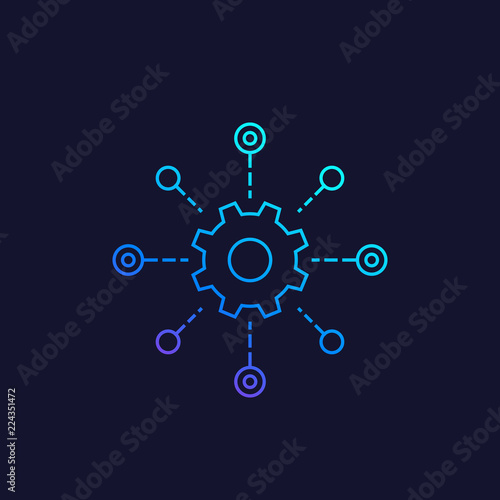 software testing automation system vector line icon