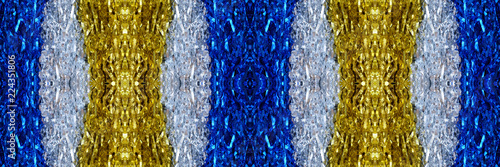 Pompoms, Close up colorful blue, silver and gold pompoms or pompoms image use for sport cheering background