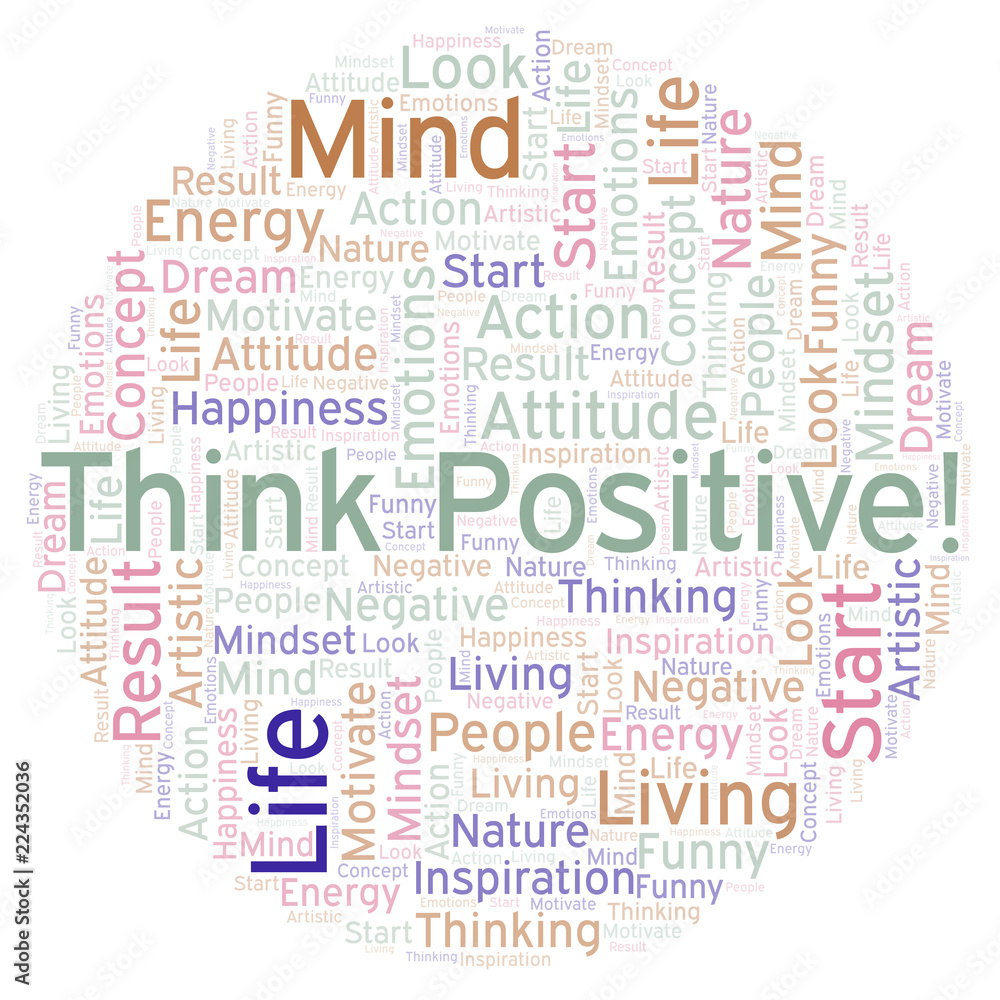 Think Positive! word cloud, made with text only. Think Positive! word cloud, made with text only.