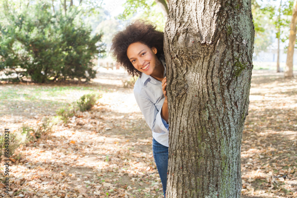 Happy Beautiful African American Woman Fun In Nature Happy Beautiful African American Woman Fun In Nature