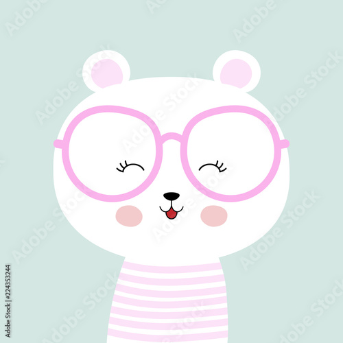 ute cartoon bear in glasses. Graphics for t-shirts.