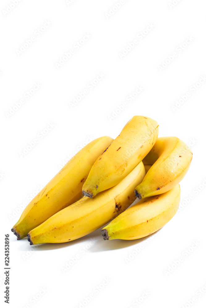 Food concept Organic bananas on white background
