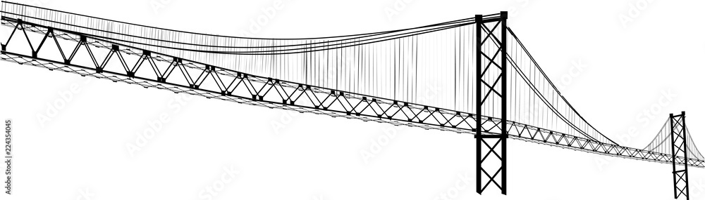 black modern long bridge on white
