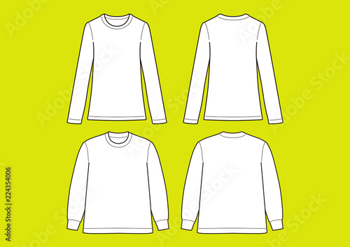 長袖Tシャツ トレーナー テンプレート, ベクター