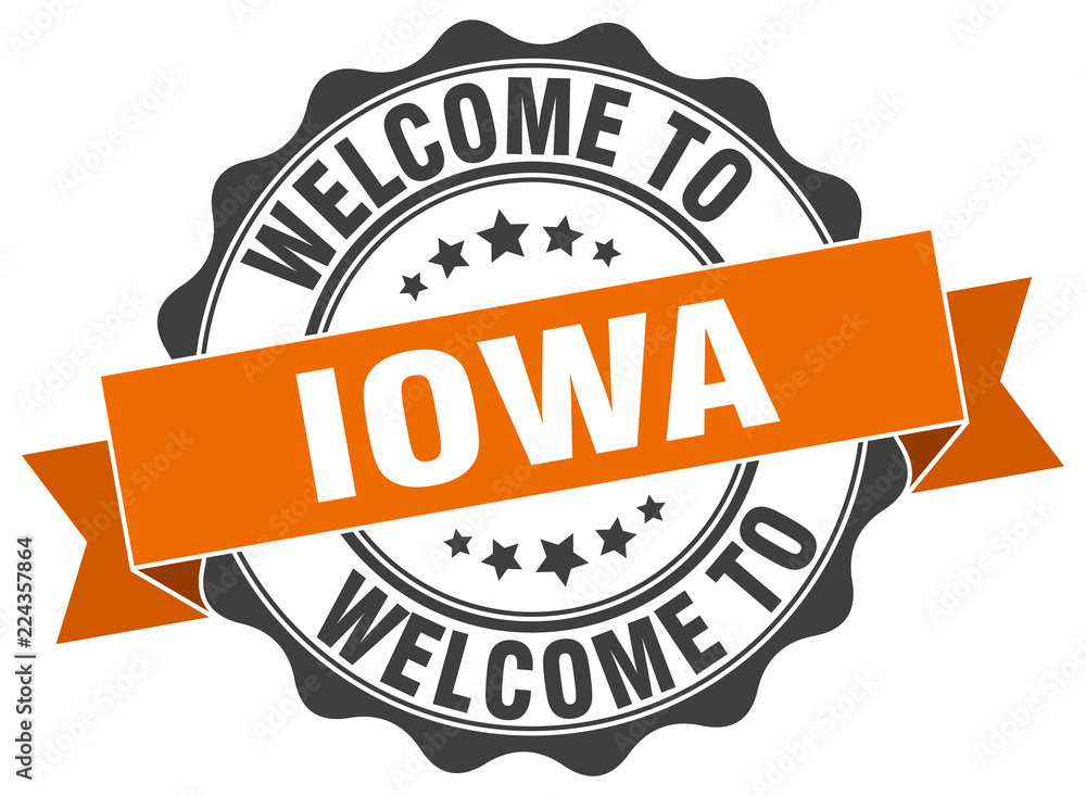 Fototapeta premium Iowa round ribbon seal