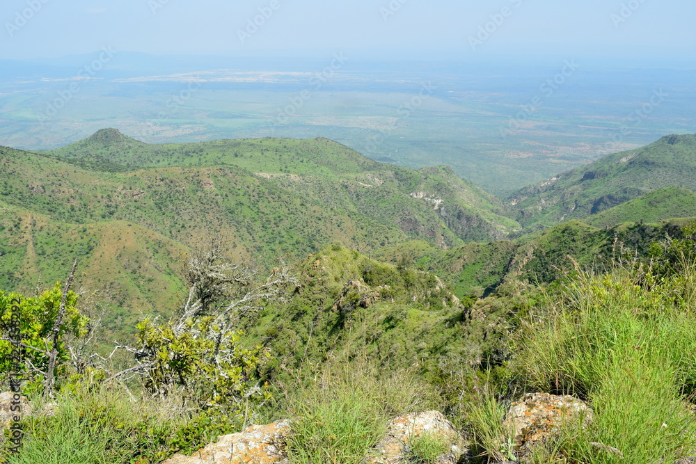 Fototapeta premium The volcanic craters at Mount Ole Sekut in the Oloroka Mountain Range, Rift Valley, Kenya