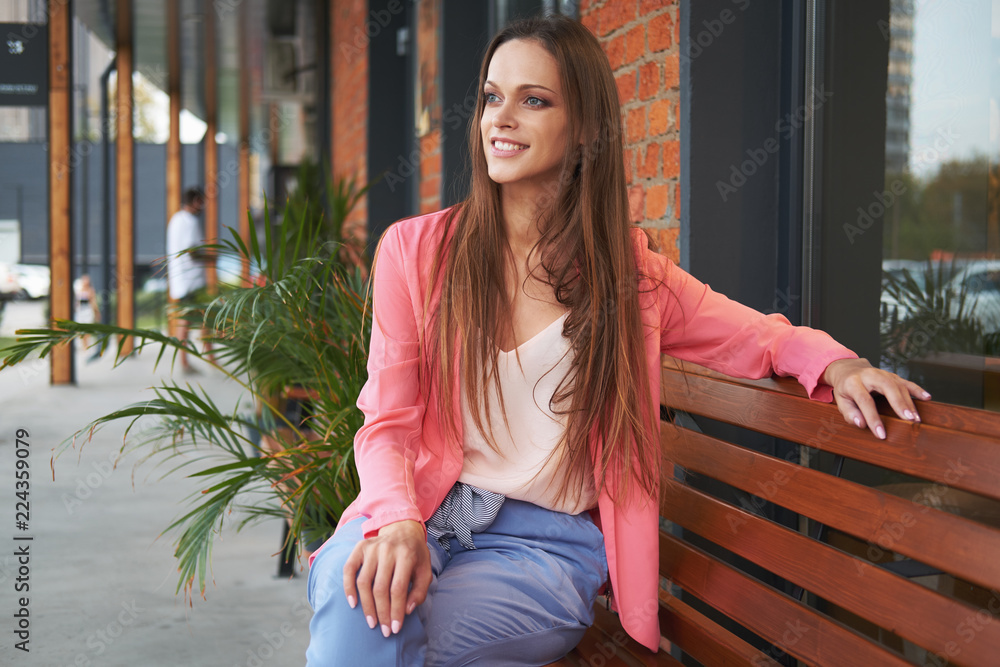 Fototapeta premium smiling woman summer outdoors portrait