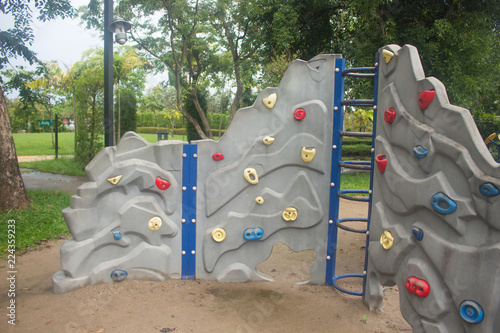 Colorful playground on yard in the park