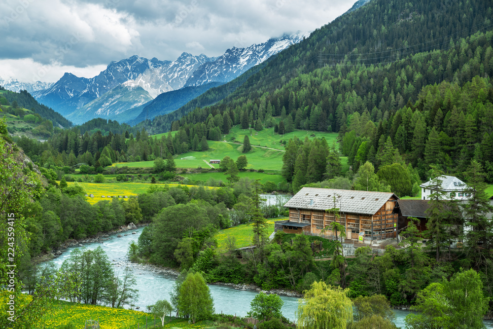 Village Lavin, Switzerland, May 13, 2018.