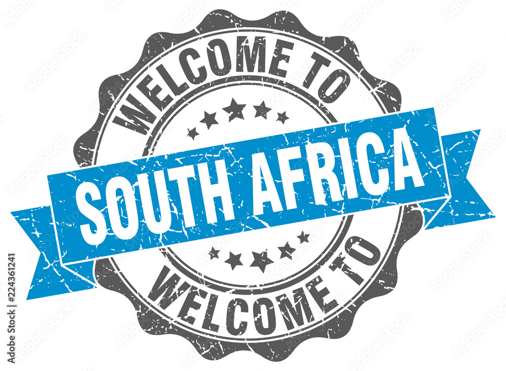 Fototapeta premium South Africa round ribbon seal
